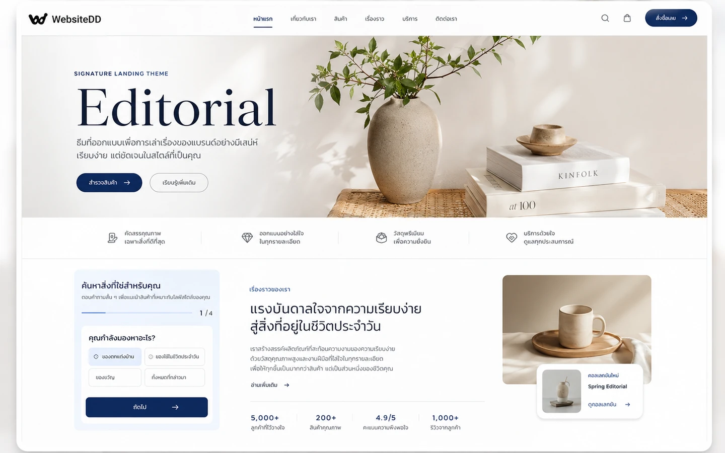 Editorial landing page theme preview